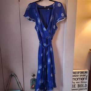 Tommy Hilfiger Royal Blue Floral Wrap Maxi Dress